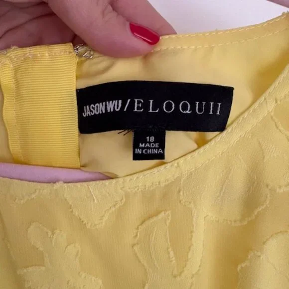 🌼 Jason Wu x ELOQUII Yellow Pleated Midi Dress – Size 18 - Picture 4 of 14